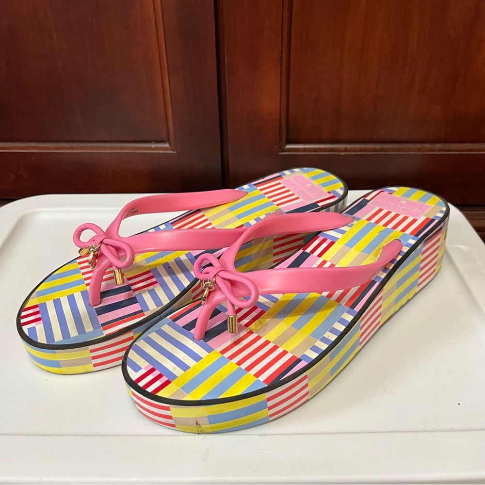 Kate Spade Multicolor Wedge Flip Flops